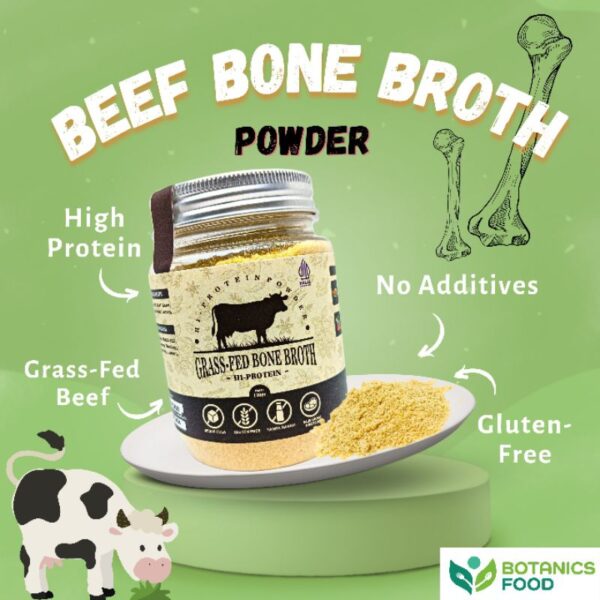 Hi-Protein GRASS-FED Beef Bone Broth Powder by Botanics Food